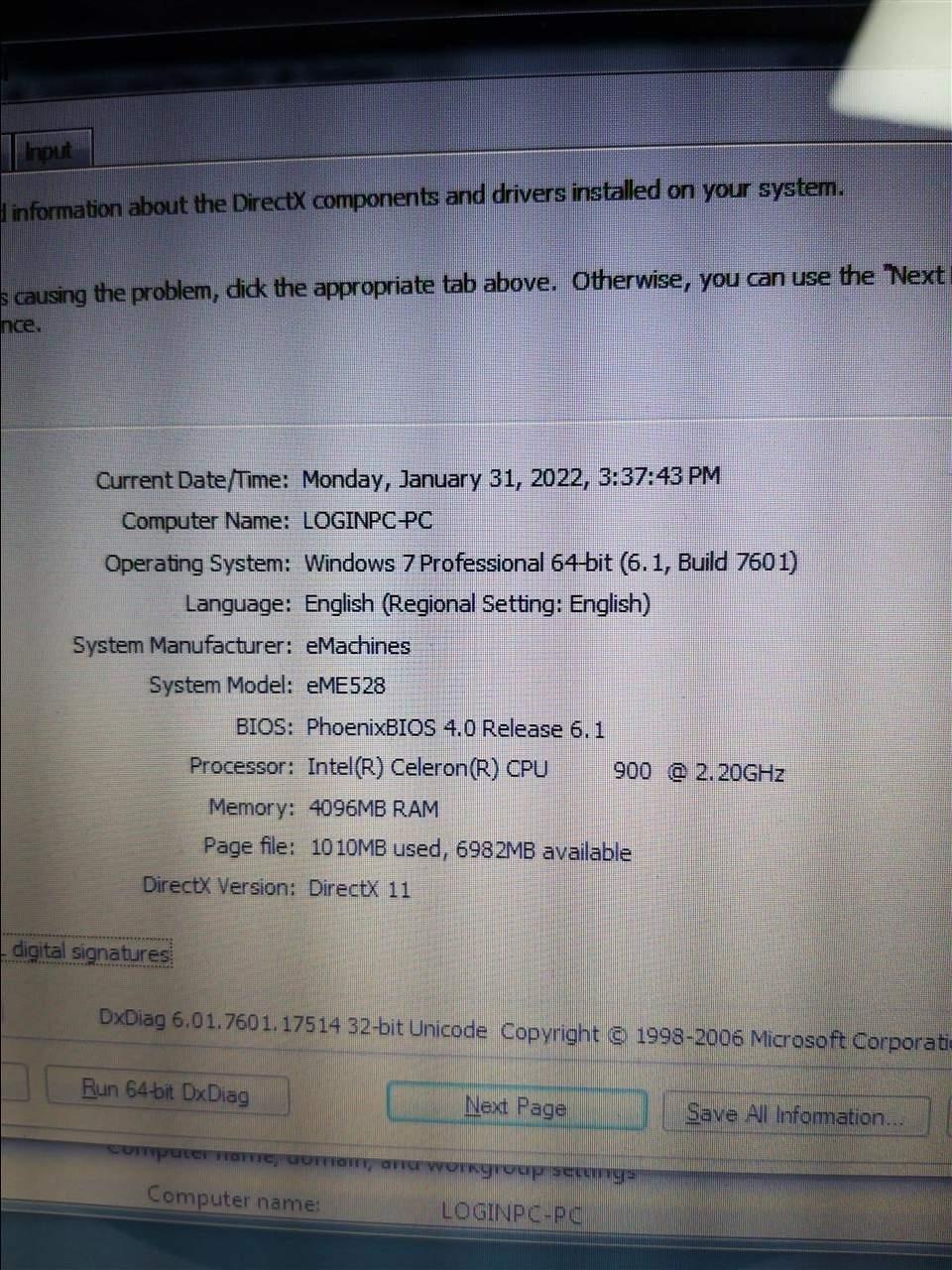--Laptop-eMachines-intel-Celeron--4Gb-RAM
