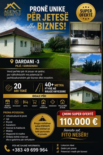 HOME VIP SHETE SHTEPIN ME 20 ari TOKË DARDANI 110000€